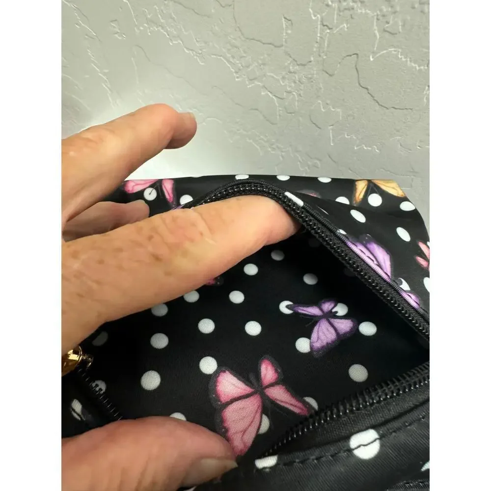 T-Shirt & Jeans Black‎ White Polka Dot Butterfly Print Pom-Pom Womens Backpack